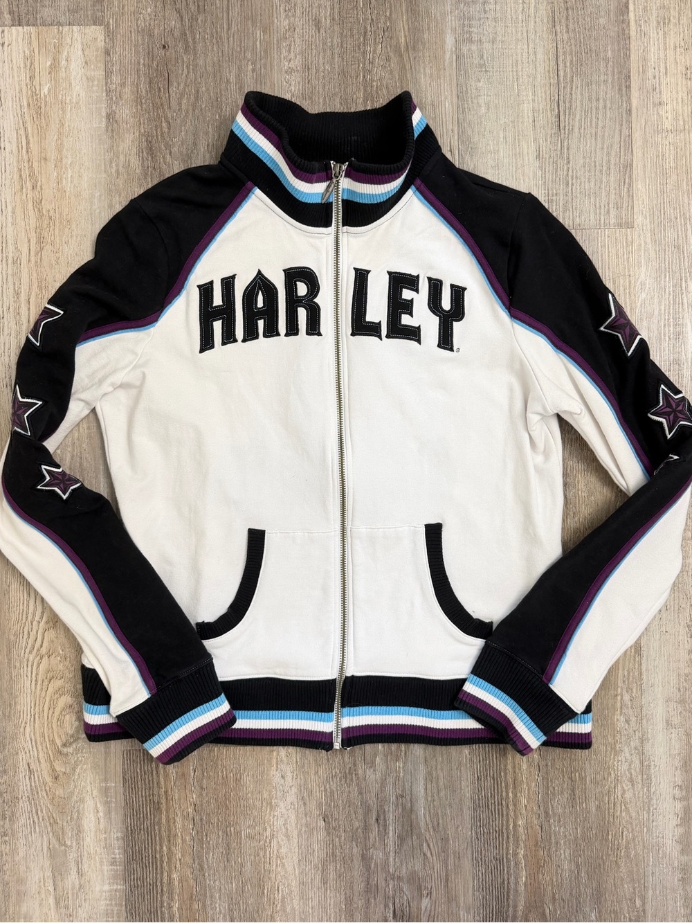 Harley Davidson W’s Tribal Stars Zip-Up Sweater Track Jacket VINTAGE🔥, size XL